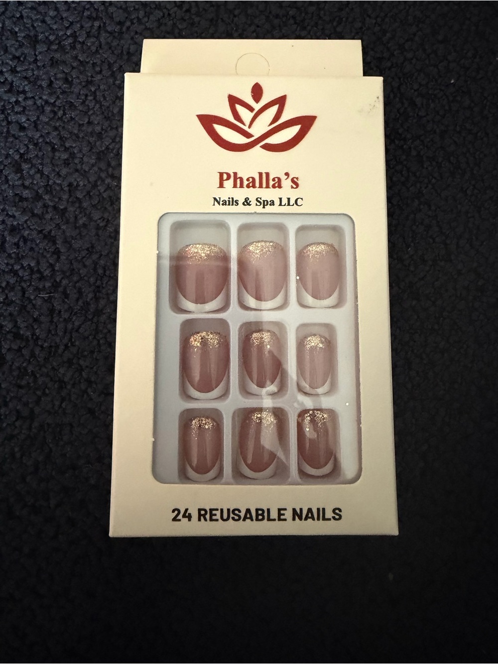 Phalla's Nude Press-On Nails with Gold Glitter Tips